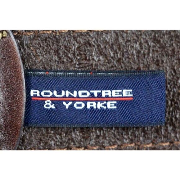 Roundtree & Yorke BROWN REAL LEATHER 1 3/8"Wd STITCH CASUAL DRESS BELT 42 (69M - Picture 6 of 13